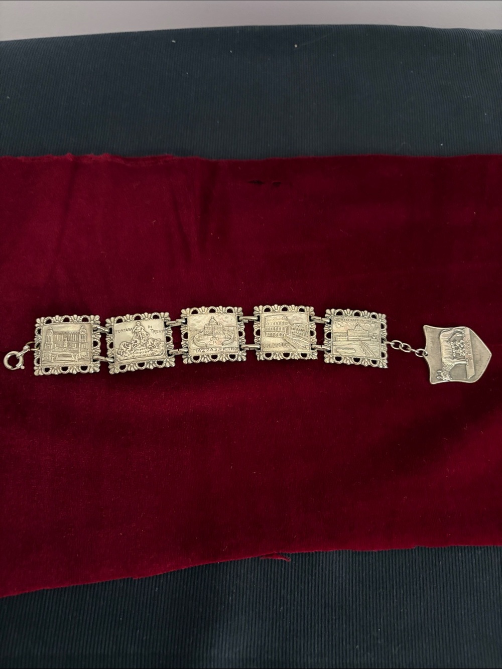 Roma Vintage Silver Souvenir Link Bracelet